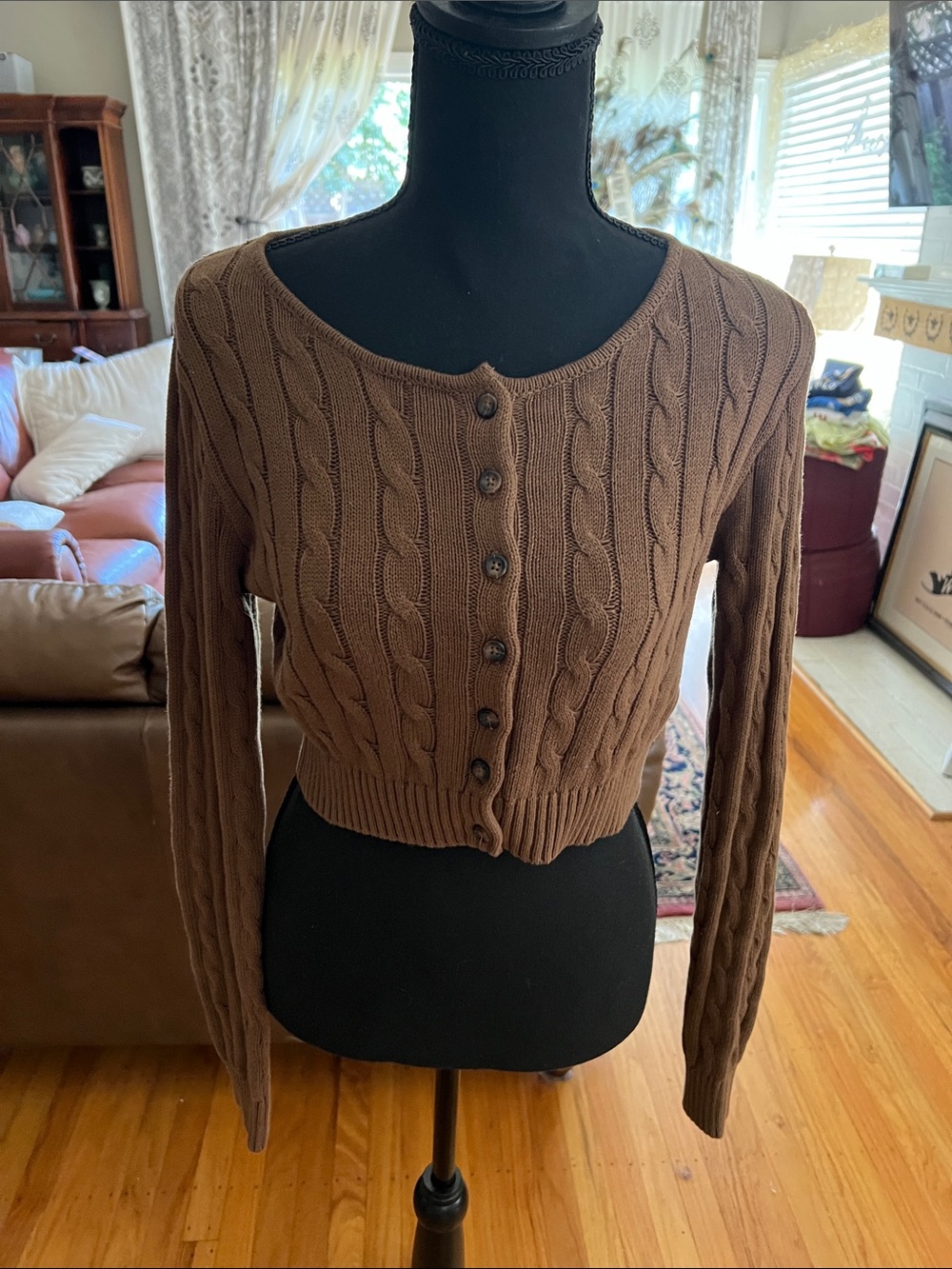 Brandy melville Brown Cable Knit Cardigan